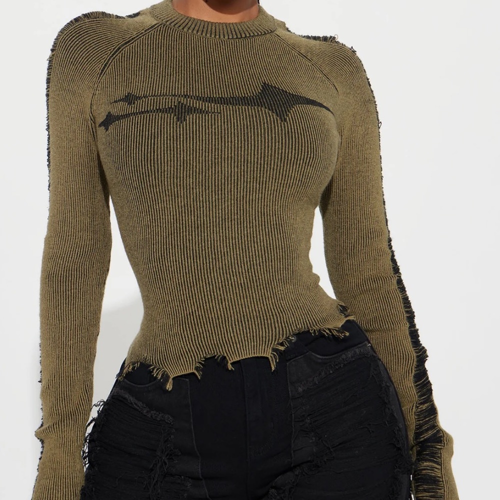 You're A Star Marled Sweater - Olive/combo